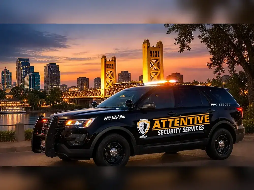 Marked vehicle patrol supporting mobile patrol services in a U.S. property environment
